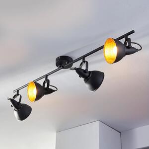Lindby Julin stropno svjetlo, 85 cm, 4 žarulje, crna i zlatna, prigušiva, Crno, Dnevni boravak/blagovaonica, Metal