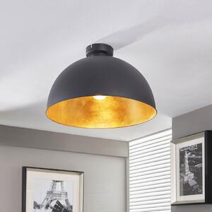 Lindby stropno svjetlo Lya, Ø 40 cm, crno-zlatno, metal, prigušiva, Crno, Dnevni boravak/blagovaonica, Metal