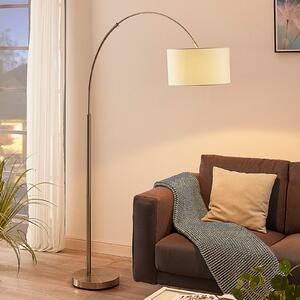 Lindby podna lampa Railyn, bijela, tkanina, 200cm, E27, Bijela, Dnevni boravak/blagovaonica, Tkanina / tekstil