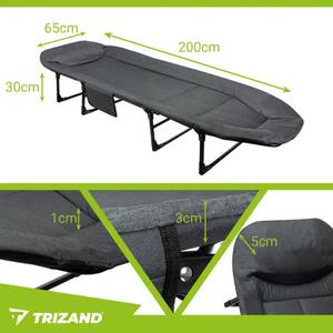 TRIZAND sklopivi kamp krevet s madracem i podesivim naslonom 200x65 cm