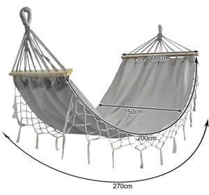 GARDLOV XXL viseća mreža za 2 osobe 270 cm | Nosivost 250 kg s drvenim prečkama