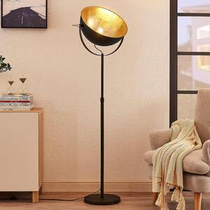 Lindby podna lampa Muriel, 1 žarulja, crna/zlatna, metal, Crno, Dnevni boravak/blagovaonica, Metal