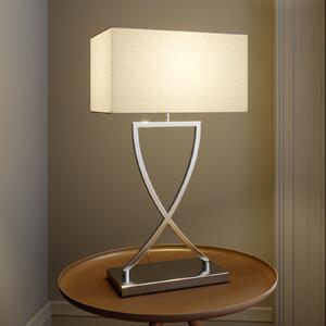 Lucande stolna lampa Evaine, krom/bijela, metal, 66 cm, E27, Metalik, Dnevni boravak/blagovaonica, Metal