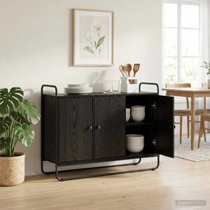 Komoda Crni hrast 102 x 35 x 75 cm Prerađeno drvo - Crni hrast 102 x 35 x 75 cm