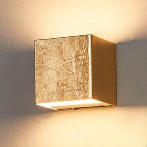 Lindby LED zidna lampa Quentin, širine 9 cm, zlatne boje, metal, Zlato / mjed, Područje hodnika, Metal