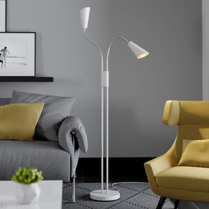Lucande Podna lampa Medira, bijela, 2 žarulje, podesiva, GU10, Bijela, Dnevni boravak/blagovaonica, Metal, Svjetlo za čitanje