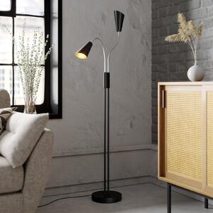 Lucande Podna lampa Medira, crna, 2 žarulje, podesiva, GU10, Crno, Dnevni boravak/blagovaonica, Metal, Svjetlo za čitanje