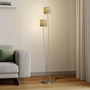 Lucande Podna lampa Julijana, 2 žarulje, sjenila od tkanine, Bež, Dnevni boravak/blagovaonica, Tkanina / tekstil