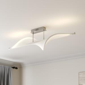 Lucande LED stropna svjetiljka Edano, 122 cm, bijela, tekstil, prigušiva, prigušiva, Bijela, Dnevni boravak/blagovaonica, Tkanina / tekstil