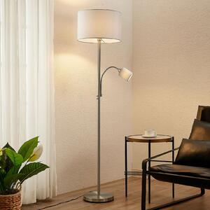 Lindby podna lampa Colima, siva, tkanina, za čitanje, 170cm, Sivo, Dnevni boravak/blagovaonica, Metal