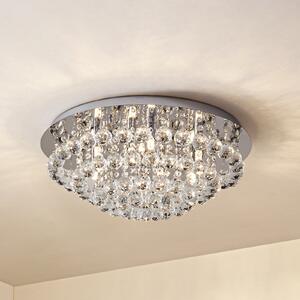 Lindby stropna svjetiljka Antonino, 8 žarulja, krom, kristal, 55 cm, prigušiva, Metalik, Dnevni boravak/blagovaonica, Kristal