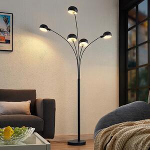 Lindby podna lampa Jewa, crna, metal, 5 žarulja, E14, Crno, Dnevni boravak/blagovaonica, Metal, Stani luk