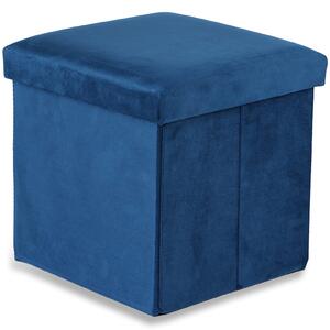 Plava sklopiva tabureta CUBEXO VELVET M