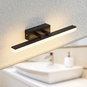 Lucande LED zidna svjetiljka Lisana, horizontalna, 46 cm, IP44, Crno, kupaonica, Metal