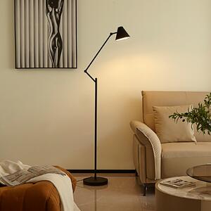 Lucande podna lampa Phina, crno/bijela, podesiva, E27, Crno, Dnevni boravak/blagovaonica, Metal