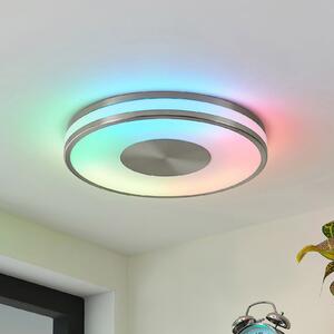 Lindby Fjella LED stropna svjetiljka RGB-CCT izmjenjivač boja, prigušiva, Metalik, Dnevni boravak/blagovaonica, Metal