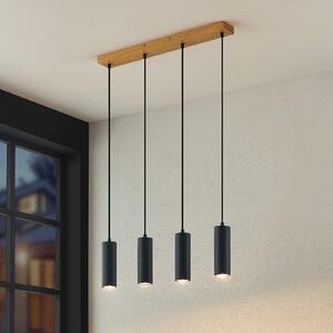 Lindby visilica Maniva. 60 cm, 4 žarulje, crna, GU10, prigušiva, Drvo, Dnevni boravak/blagovaonica, Metal
