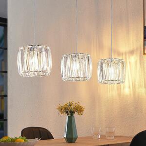 Lindby viseća lampa Sofia, 107 cm, 3 žarulje, E14, krom/prozirno, prigušiva, Providna, Dnevni boravak/blagovaonica, Plastika