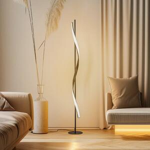Lindby LED podna lampa Munja, crna, metalna, prigušiva, prigušiva, Crno, Dnevni boravak/blagovaonica, Metal