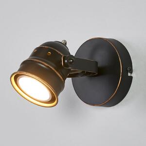 Lindby Leonor zidni reflektor, crni, metal, 1 žarulja, 9,5 cm, prigušiva, Crno, Dnevni boravak/blagovaonica, Metal