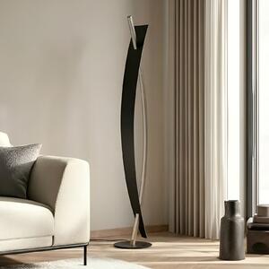 Lucande LED podna lampa Marija, crna, metal, visina 140 cm, prigušiva, Crno, Dnevni boravak/blagovaonica, Metal