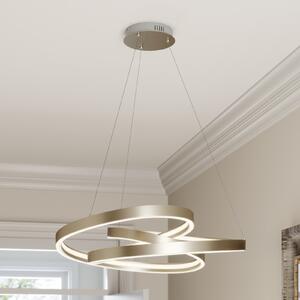 Lucande LED visilica Gunbritt, Ø 80 cm, srebrna, prigušiva, prigušiva, Metalik, Dnevni boravak/blagovaonica, Aluminij