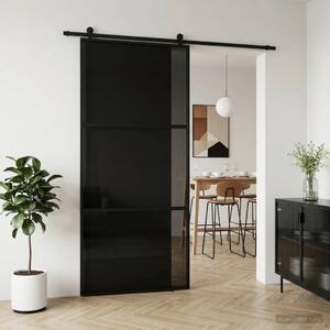 Klizna vrata 102 x 205 cm Kaljeno Staklo i Aluminij - 102 x 205 cm 2 horizontalne šipke (tamno prozirno staklo)
