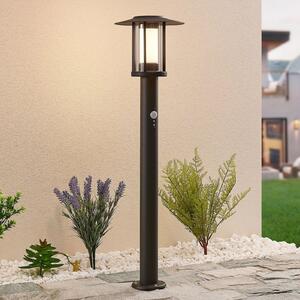 Lindby LED staza Gregory, 76cm, senzor, tamno siva, IP44, Crno, Nehrđajući čelik