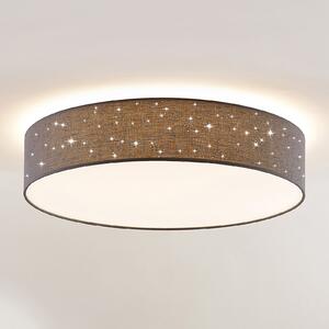 Lindby LED stropna svjetiljka Ellamina, Ø 60 cm, antracit, tekstil, prigušiva, Crno, Dnevni boravak/blagovaonica, Tkanina / tekstil