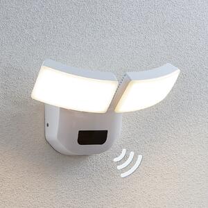 Lindby LED vanjska zidna svjetiljka Nikias, 30 cm, senzor, 2 žarulje, bijela, Bijela, Metal