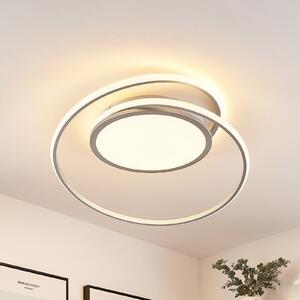 Lucande LED stropna svjetiljka Noud, 65 cm, srebro, metal, CCT, prigušiva, Sivo, spavaća soba, Metal