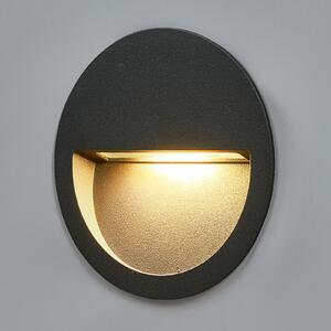Lucande LED ugradbena zidna svjetiljka Loya, Ø 11,5 cm, siva, IP54, Crno, Aluminij, Okrugla ugradna svjetla