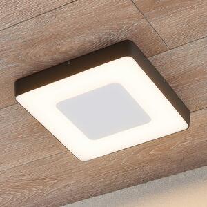 Lucande LED vanjska stropna svjetiljka Sora, kvadratna, senzor, IP54, Crno, Metal
