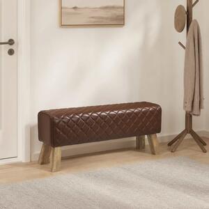 Klupa 110 x 30 x 45 cm Prava koža Smeđa dijamantna - Smeđa dijamantna