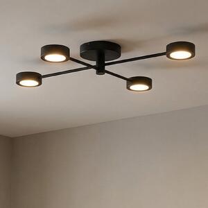 Nordlux Clyde Flex LED stropna svjetiljka, 4 žarulje, 2 amortizera, crna, prigušiva, Crno, Dnevni boravak/blagovaonica, Metal
