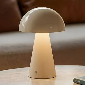 Lindby LED baterijska stolna lampa Nevijo, bež, Ø20cm, USB, dimmer, prigušiva, Bež, Dnevni boravak/blagovaonica, Metal