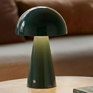 Lindby LED baterijska stolna lampa Nevijo, zelena, Ø20 cm, USB, dimmer, prigušiva, Zelena, Dnevni boravak/blagovaonica, Metal
