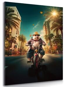 Slika svinja na mopedu na ulicama Las Vegas