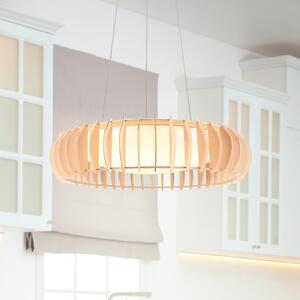 Reality Leuchten Monte LED viseća lampa, Ø 60 cm, svijetlo drvo, CCT, prigušiva, Drvo, Dnevni boravak/blagovaonica, Drvo