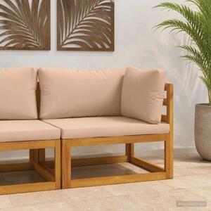 Kauč sa sjedećnicama u kutu Čvrsto drvo akacije Prirodna - Bež Kutna sofa