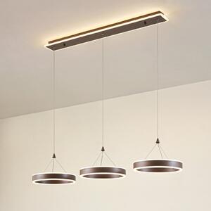 Lucande LED viseća svjetiljka Kolo, 114 cm, 3 žarulje, smeđa, prigušljiva, prigušiva, Smeđa / hrđa, Dnevni boravak/blagovaonica, Metal