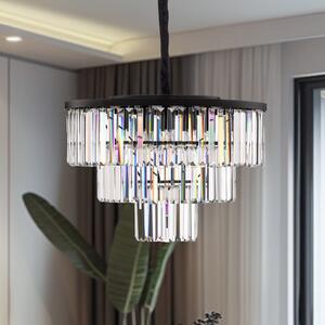 Nowodvorski Lighting Kristalna viseća svjetiljka, prozirna/crna, Ø 56 cm, prigušiva, Providna, Dnevni boravak/blagovaonica, Staklo