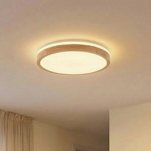Lindby LED stropna svjetiljka Emiva, Ø 49 cm, CCT, drvo, prigušiva, Drvo, Dnevni boravak/blagovaonica, Drvo