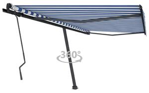 VidaXL Samostojeća tenda na ručno uvlačenje 450 x 300 cm plavo-bijela