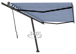 VidaXL Samostojeća tenda na ručno uvlačenje 500 x 300 cm plavo-bijela