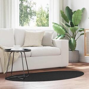 Tepih HUARTE Crna 80 x 150 cm Poliester - Ovalno-asimetrično Crna 80 x 150 cm