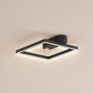 Lindby LED stropna svjetiljka Yulla, 34 cm, crna, senzor, Crno, Područje hodnika, Aluminij