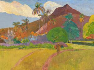 Reprodukcija umjetnosti Bright Tahitian Landscape (Vintage Mountains) - Paul Gauguin, (40 x 30 cm)