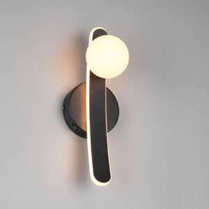 Trio Lighting Napoli LED zidna svjetiljka, mat crna, visina 34 cm, metalna CCT, prigušiva, Crno, Dnevni boravak/blagovaonica, Metal