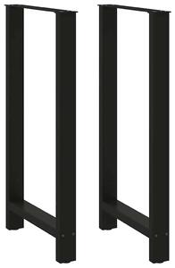 Noge za barski stol Crne 2 kom 60 x (110-111) cm Čelične - Crna 60 x (110-111) cm